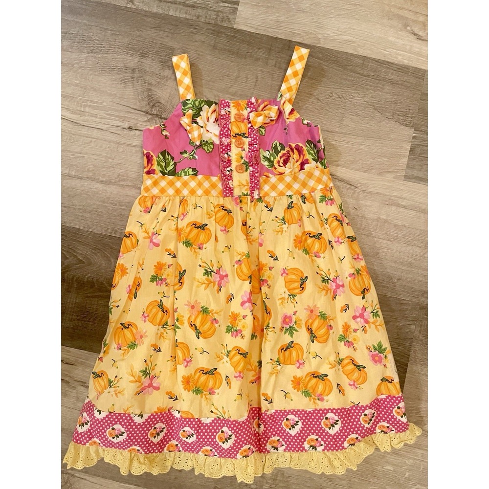OLIVE MAE Handmade in USA Boutique Fall Pumpkins Dress, Size 6